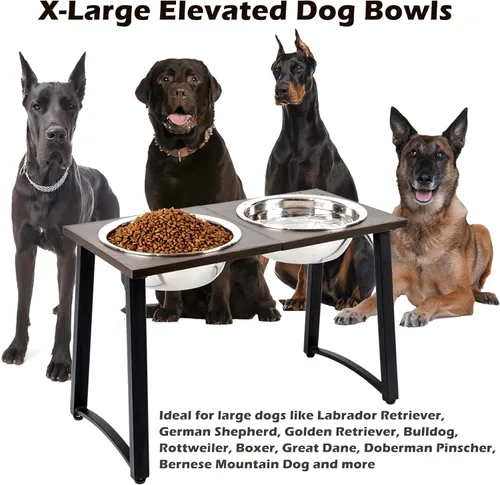 Miniatura 2 de ADENGL - Cuencos elevados para perros para perros extra grandes y grandes, soporte elevado de 40,6 cm de altura con 2 cuencos de acero inoxidable