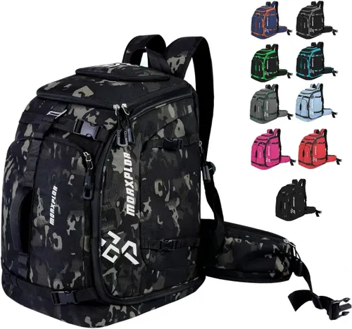 Miniatura 15 de MORXPLOR Ski Boot Bag - 65L Padded, Waterproof Ski Travel Backpack for Gear & Accessories