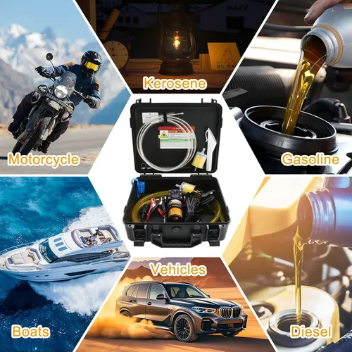 Miniatura 7 de Juego de bomba de transferencia de combustible de 12V 75W, bomba de transferencia de gasolina que mueve hasta 110 galones de gasolina o diésel por