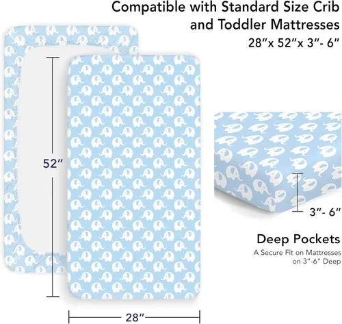 Miniatura 2 de Sábanas bajeras 100% de algodón orgánico para colchones estándar de cuna y niños pequeños, 28 x 52 pulgadas y hasta 6 pulgadas de grosor. Niños