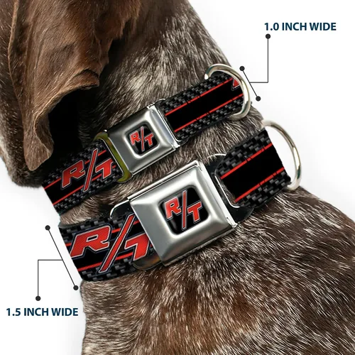 Miniatura 2 de Buckle-Down DC-WCL011-S CLL Dodge Challenger R/T Emblem Collar de perro a todo color negro/blanco/rojo, pequeño/9-15