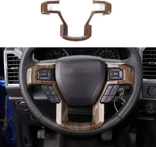Voodonala Adorno Decorativo de Volante con Veta de Madera Cubierta de Volante de Automóvil para Ford F150 F250 F350 Super Duty 2015 2016 2017 2018
