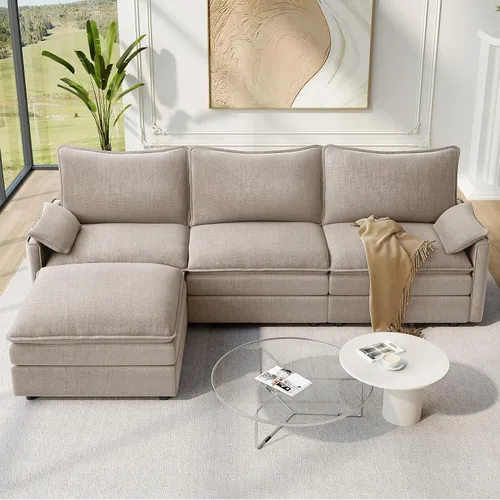 Miniatura 19 de Vesgantti 2 Piece Loveseat & 3 Seater Sofa Set, Modular Cloud Couch, Beige