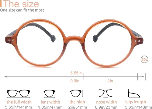 Miniatura 3 de Gafas de Lectura Redondas para Mujeres y Hombres con Bloqueo de Luz Azul, Lectores Circulares Unisex Ultraligeros, Gafas de Lectura sin Prescripción