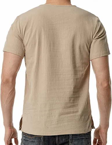Miniatura 5 de Button Pocket Shirt Blouses for Men Stand Up Collar Solid T-Shirt Tees Short Sleeve Elegant Pullover Tops Streetwear