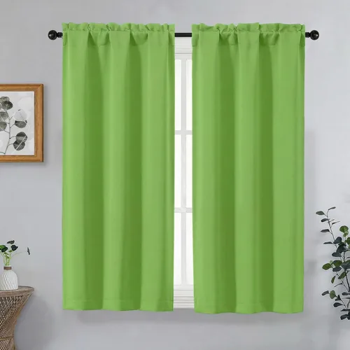 Miniatura 12 de OVZME Cortinas opacas turquesa para tratamiento de ventanas pequeñas, cortinas cortas con bloqueo de luz para ventana de cocina sobre el fregadero