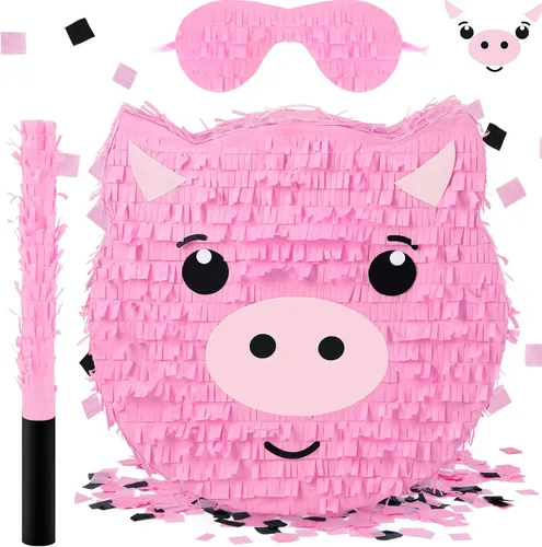 Miniatura 9 de Deekin Pequeña Piñata de Béisbol con Bastón, Venda para los Ojos y Confeti para Suministros de Decoración de Fiesta Temática Deportiva