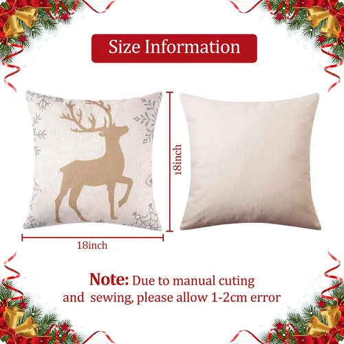 Miniatura 3 de CAROMIO Juego de 2 fundas de almohada navideñas de 18 x 18 pulgadas, decoración de Navidad para el hogar, interiores, para sala de estar, copos