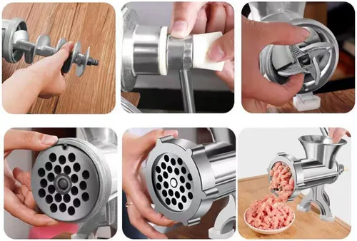 Miniatura 4 de Picadora manual de carne, máquina de picar carne de aleación de aluminio, kit multifuncional de procesador de alimentos para uso doméstico y cocina