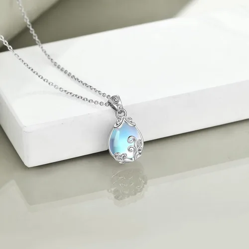 Miniatura 4 de POPLYKE Collar con colgante de lágrima de filigrana de plata de ley, joyería de cristal para mujer
