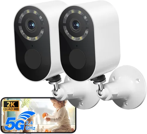 Cámaras de seguridad inalámbricas para exteriores, cámara WiFi alimentada por batería 2K con detección de movimiento AI, alarma de sirena de foco,