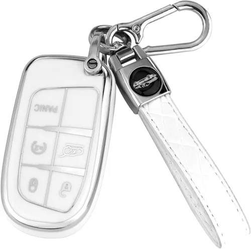 Miniatura 10 de XIYANG TRADE Funda para llavero Jeep con llavero, carcasa de TPU suave protección completa para llave inteligente Grand Cherokee Renegade Chrysler