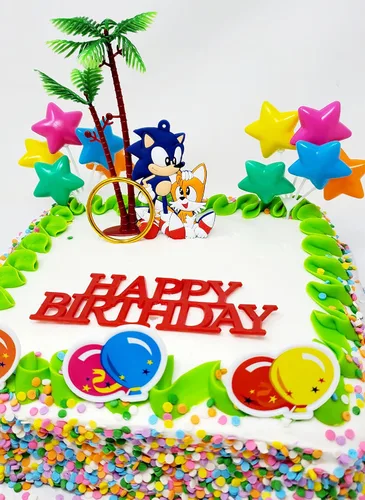 Miniatura 4 de Decoración para pastel de cumpleaños Sonic (diseño único)