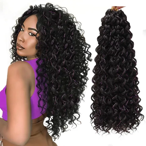 Miniatura 61 de 8 Paquetes de Cabello Rizado con Ganchillo GoGo, Cabello Rizado con Ganchillo para Mujeres Negras, Trenzado de Onda Profunda, Cabello Sintético