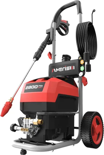 AMERISUN Lavadora a presión eléctrica, 2800 PSI máximo y 2.0 GPM, lavadora eléctrica con tanque de jabón integrado, pistola rociadora y manguera de
