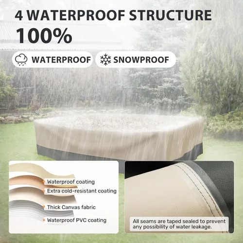 Miniatura 4 de Funda rectangular para mesa de comedor de patio, impermeable, resistente, 74 x 54 x 28 pulgadas, funda para muebles de patio al aire libre