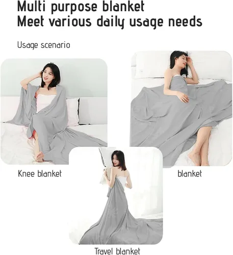 Miniatura 6 de Mantas de hielo de verano, manta de hielo para personas que duermen con calor y sudores nocturnos, manta de verano con aire acondicionado, manta Gris