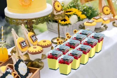 Miniatura 5 de Tazas de postre transparentes cuadradas de 5 onzas (50 tazas de postre + 50 cucharas)