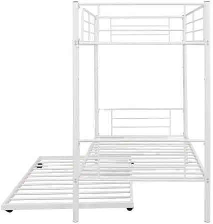 Miniatura 5 de Litera de metal individual sobre individual con nido, escaleras y rieles de protección de seguridad, se puede dividir en dos camas, no necesita
