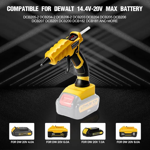 Miniatura 2 de Pistola de pegamento caliente inalámbrica para DeWalt, pistola de pegamento de mano compatible con batería de iones de litio DeWalt de 18/20 V