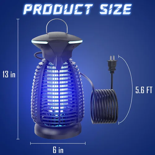 Miniatura 2 de Exterminador eléctrico de insectos al aire libre – 4200 V de alto voltaje insecto asesino impermeable luz LED para mosquitos, mosca, patio, porche