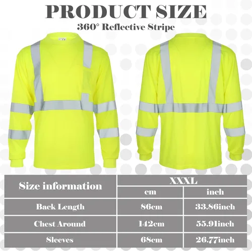 Miniatura 2 de Amylove 4 piezas de camisa de seguridad de manga larga reflectante de alta visibilidad, camisas de trabajo de construcción para hombres y mujeres