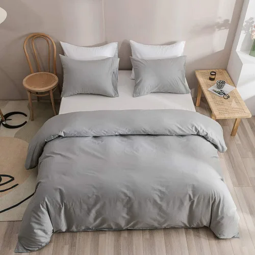 Miniatura 5 de KAREVER Juego de edredón gris plateado, tamaño individual, color gris brillante, para niños, adolescentes y adultos, juego de ropa de cama