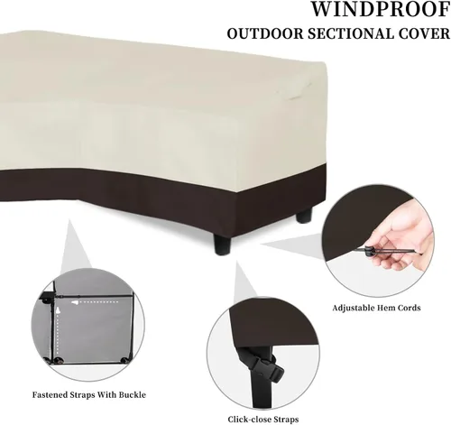 Miniatura 3 de Easy-Going Funda para Sofá Seccional en Forma de V para Patio, Funda Seccional Impermeable para Exteriores, Funda Resistente para Muebles de Jardín