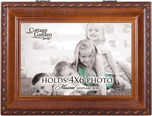 Cottage Garden Personalizar con foto Cuerda de madera Trim Joyero Caja de música Plays You are My Sunshine