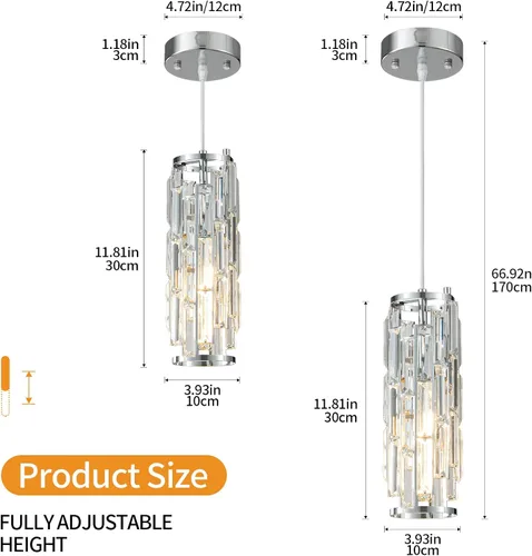 Miniatura 3 de Luces colgantes, lámpara colgante moderna de cromo, mini candelabros de cristal, iluminación colgante para cocina, isla, comedor, dormitorio