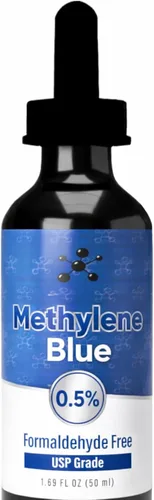 Gotas líquidas de grado USP 0.5% azul de metileno, sin formaldehído, 1.7 fl oz (1.69 fl oz) - Grado de laboratorio, base de agua RO - 50 porciones