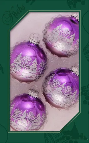 Miniatura 30 de Adornos de árbol de Navidad de vidrio - 67 mm/2.625" [4 piezas] Bolas decoradas de Adornos navideños sin costuras para colgar de Christmas by Krebs