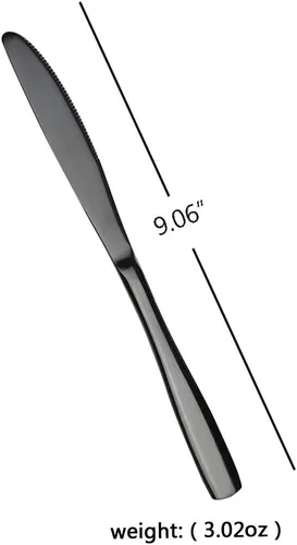 Miniatura 3 de Teyyvn 16 cuchillos de cena de acero inoxidable negros, cuchillos de mesa para cubiertos Espejo pulido, acero inoxidable de grado alimenticio