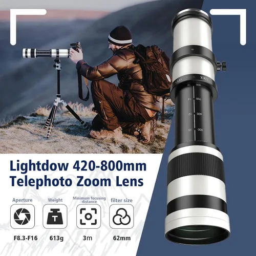 Miniatura 4 de Lente telefoto EF/EF-S 420-800mm F8.3 de zoom (MF) para cámaras Canon EOS Rebel T8i/T7i/T7/T6i/T5/T3i/T2i/XSi/SL3/SL2/T100/90D/80D/70D/50D/5D Mark