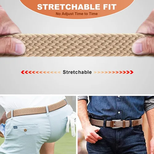 Miniatura 5 de Cinturón de golf para hombre, 2 unidades, cinturón elástico trenzado de 1 3/8 pulgadas, en caja de regalo para jeans casuales, deportes y trabajo
