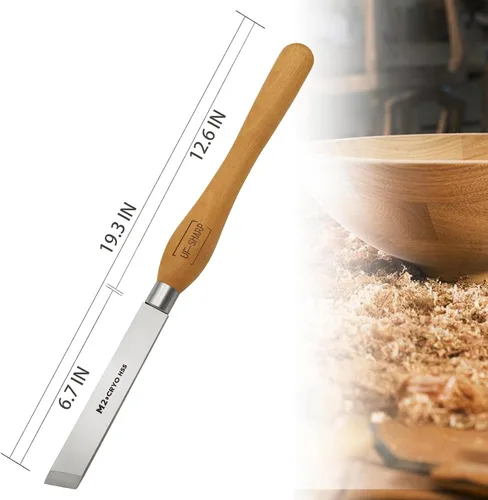 Miniatura 2 de Cincel sesgado de 1 pulgada, herramientas de torneado de madera de acero de alta velocidad M2 Cryo con mango de madera de haya