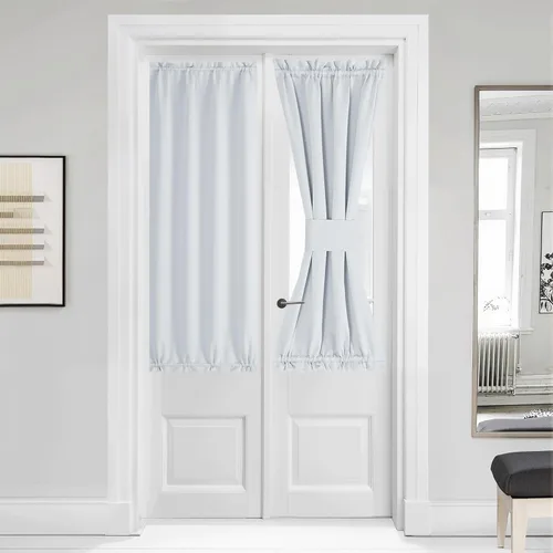 Miniatura 136 de NICETOWN Cortinas opacas unicolor con aislamiento térmico para puerta francesa, granja, oscurecimiento de habitación, puertas y ventanas de Marrón