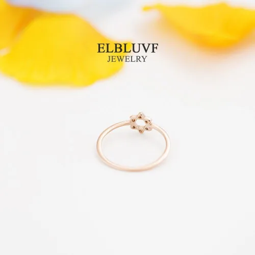 Miniatura 8 de ELBLUVF - Anillo de acero inoxidable chapado en oro rosa de 14 quilates con estrella de David judío estrella, diseño de estrella