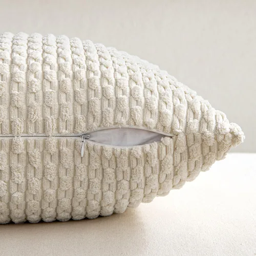 Miniatura 6 de MIULEE - Paquete de 2 fundas de cojín decorativas, modernas y boho, de terciopelo, con textura a rayas, para sofá, cama, sala de estar, decoración
