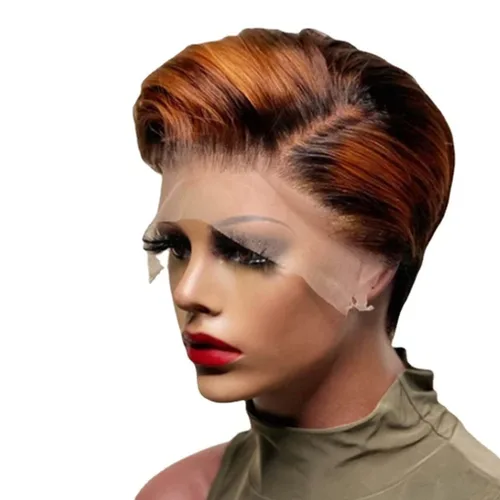 Pelucas cortadas, peluca sintética corta de corte Bob de 6 pulgadas, lindas pelucas de cabello rizado sin encaje para mujeres negras, pelucas rubias