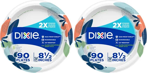 Miniatura 13 de Dixie Platos de papel grandes, 10 pulgadas, 54 unidades, 2 veces más fuertes, aptos para microondas, a prueba de remojos, resistentes a cortes