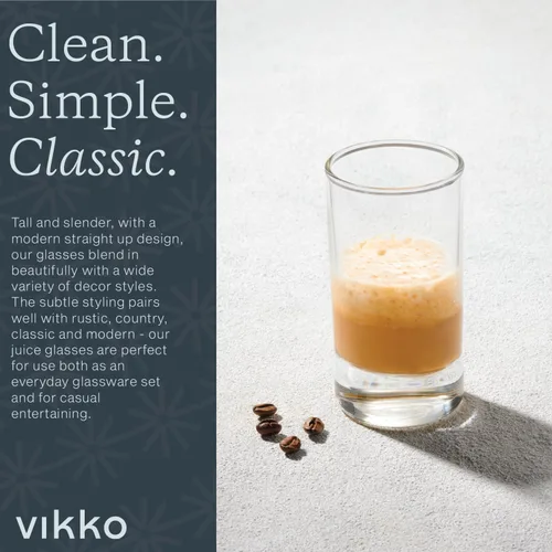 Miniatura 4 de Vikko Mini vasos de jugo, vasos de vidrio pequeños de 4.75 onzas, juego de 6 vasos de jugo gruesos y duraderos, vasos de jugo de base pesada de 2.1