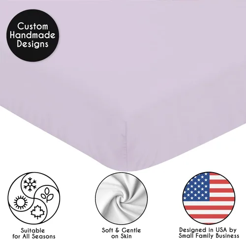 Miniatura 5 de Sweet Jojo Designs Sábanas ajustables para cuna de bebé (morado sólido) para niñas, guardería infantil, habitación de niños pequeños - Tamaño Gris