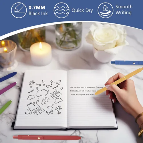 Miniatura 3 de FIOVER 12 unidades de bolígrafos de gel, bolígrafo de escritura suave de punta media de 0.7 mm, tinta de gel negra para diario, suministros