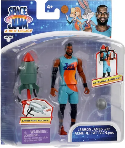 Miniatura 4 de Space Jam: A New Legacy - Figura de acción de basquetbolista de 5 pulgadas de Lebron James con propulsor de cohete ACME 4000