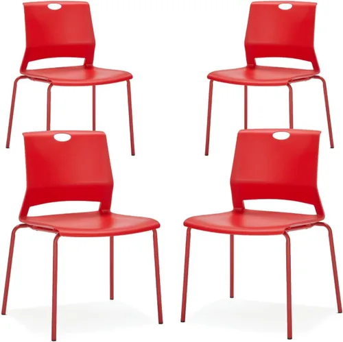 Miniatura 9 de Juego de 4 sillas apilables negras, modernas sillas de oficina para invitados, sillas de comedor apilables, silla de plástico para sala