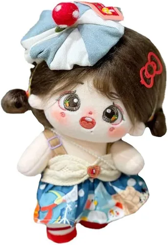Miniatura 48 de niannyyhouse Muñeca de felpa de 7.9 in de pelo largo para niña, cuerpo de peluche humanoide sin atributo, 8 pulgadas, cuerpo normal, ropa de vestir