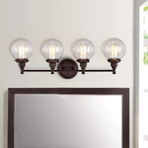 Miniatura 8 de Chloe Lighting Milo - Accesorio de tocador de baño de bronce aceitado de 4 luces de transición, 30 pulgadas de ancho