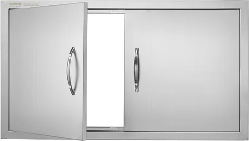 Miniatura 15 de VEVOR Puerta de acceso para barbacoa, 36 pulgadas de ancho x 21 pulgadas de alto, puerta de cocina doble para exteriores, puerta de acero inoxidable