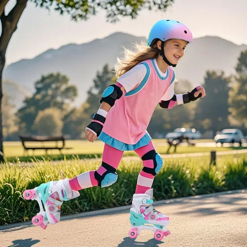 Miniatura 5 de Patines de ruedas para niñas, niños pequeños y principiantes, 4 tallas ajustables con ruedas iluminadas para patinar en interiores y exteriores